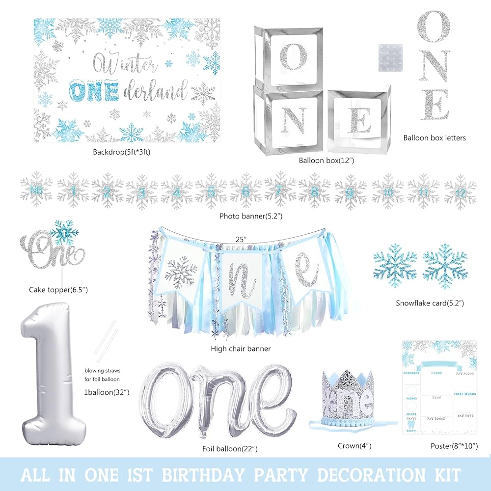 Winter Onederland Birthday Decorations, Winter Onederland